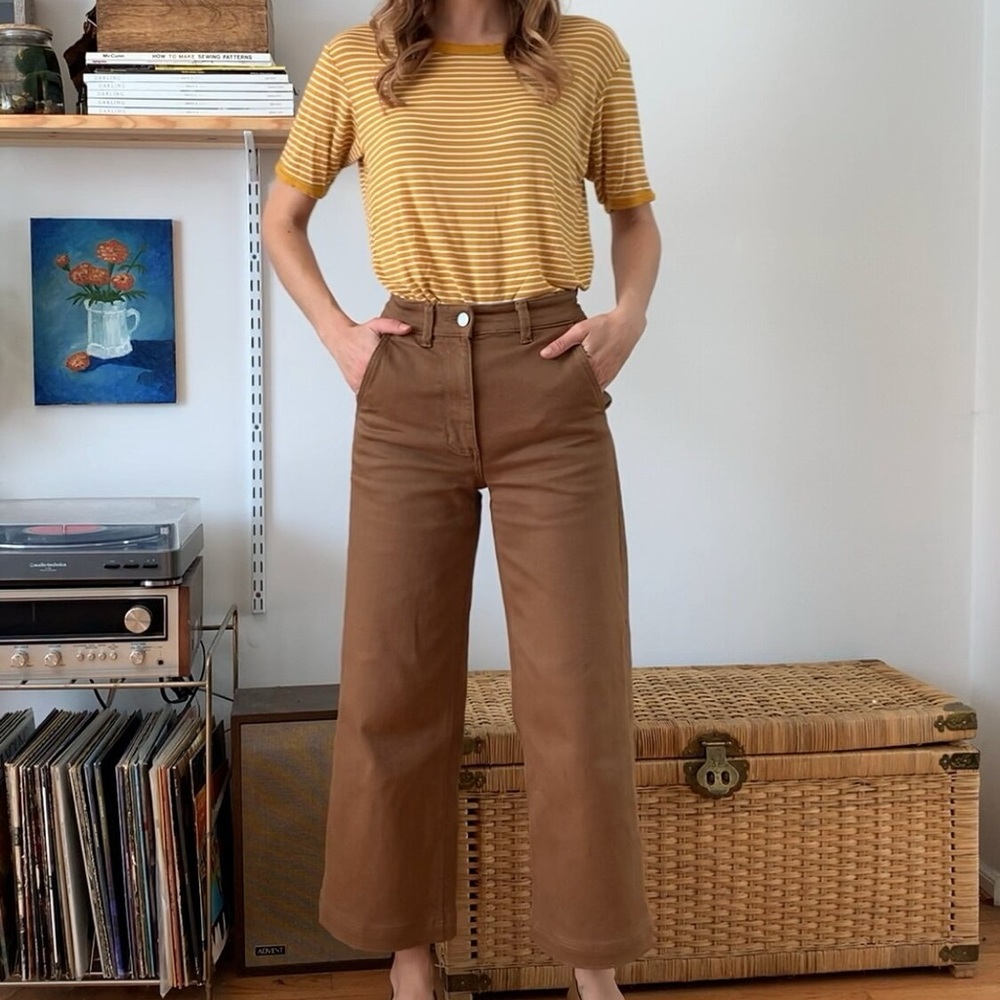 Everlane wide leg crop pants in brown size 2
